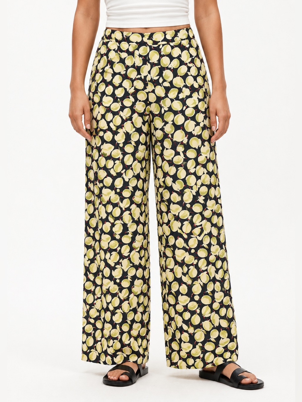 J. Crew Rori wide leg pants lemon print size 12P career business novelty CU908